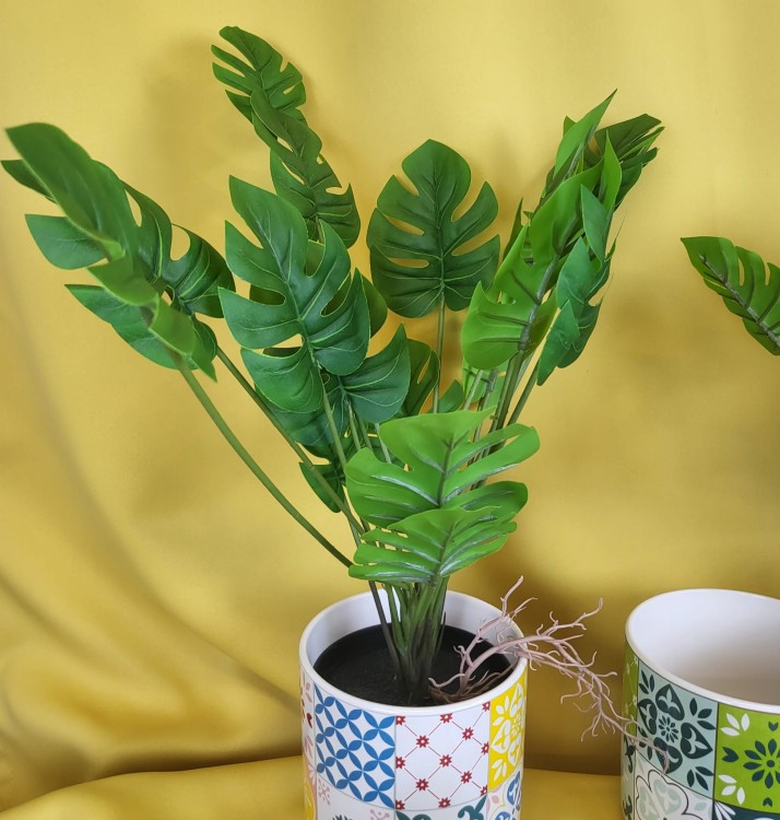 SZTUCZNA ROŚLINA DEKORACYJNA MONSTERA W DONICZCE 50 CM