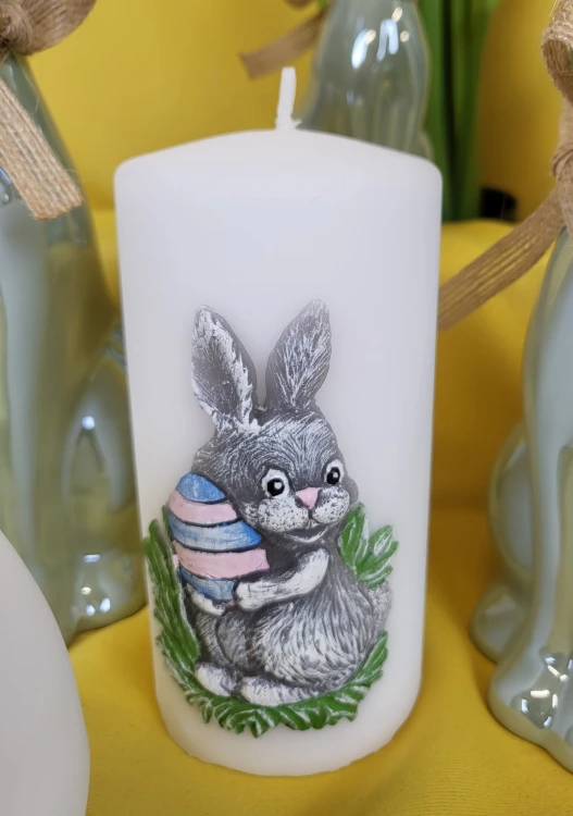ŚWIECA WALEC ZAJĄCZEK WIELKANOCNY 14CM
