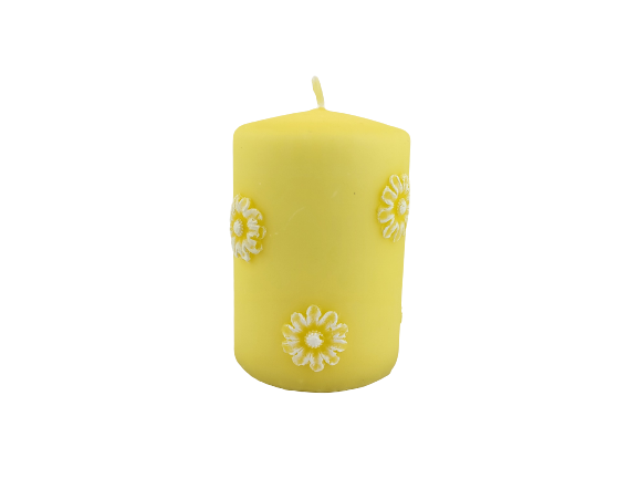 ŚWIECA WALEC ŻÓŁTA MARGARETKA WIELKANOCNA 10CM