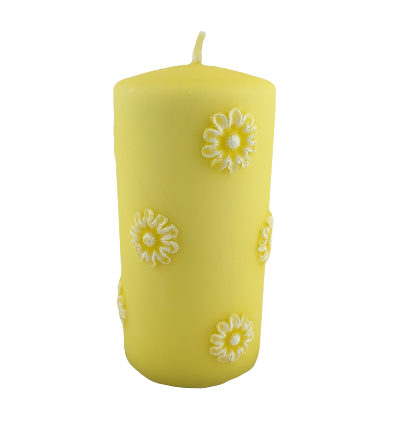 ŚWIECA WALEC ŻÓŁTY MARGARETKA WIELKANOCNA 14CM