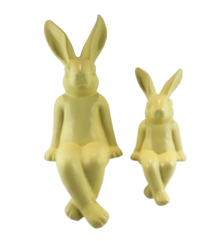 FIGURKA KRÓLIK SIEDZĄCY CERAMICZNY ŻÓŁTY MATOWY