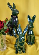 KRÓLIK CERAMICZNY SIEDZĄCY ZIELONY