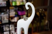 FIGURKA SŁOŃ SŁONIK CERAMICZNY BIAŁO-SREBRNY