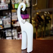 FIGURKA SŁOŃ SŁONIK CERAMICZNY BIAŁO-SREBRNY