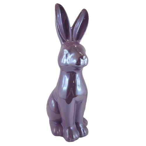 KRÓLIK CERAMICZNY SIEDZĄCY LAWENDOWY PERŁOWY