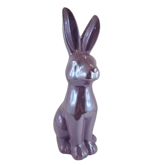 KRÓLIK CERAMICZNY SIEDZĄCY LAWENDOWY PERŁOWY