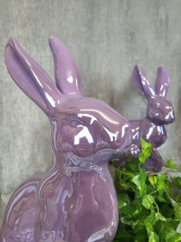 KRÓLIK CERAMICZNY LAWENDOWY PERŁOWY