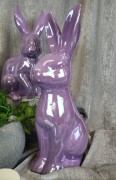KRÓLIK CERAMICZNY SIEDZĄCY LAWENDOWY PERŁOWY