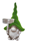 CERAMICZNY KRASNAL Z TABLICZKĄ WELCOME W ZIELONEJ CZAPCE 31cm
