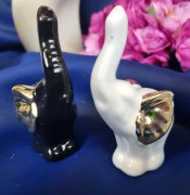 FIGURKA SŁOŃ SŁONIK ZE ZŁOTYMI USZAMI CERAMICZNY BIAŁY LUB CZARNY