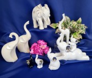 FIGURKA SŁOŃ SŁONIK ZE ZŁOTYMI USZAMI CERAMICZNY BIAŁY LUB CZARNY
