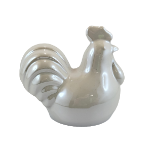 KOGUT CERAMICZNY BIAŁY PERŁOWY DUŻY