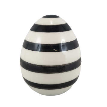 JAJKO CERAMICZNE BIAŁO - CZARNE W PASKI 9CM