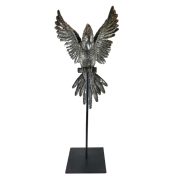 FIGURKA PAPUGA SREBRNA NA STOJAKU 58 CM