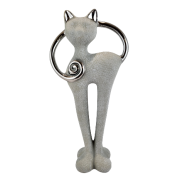 KOT KOTEK CERAMICZNY SZARO SREBRNY