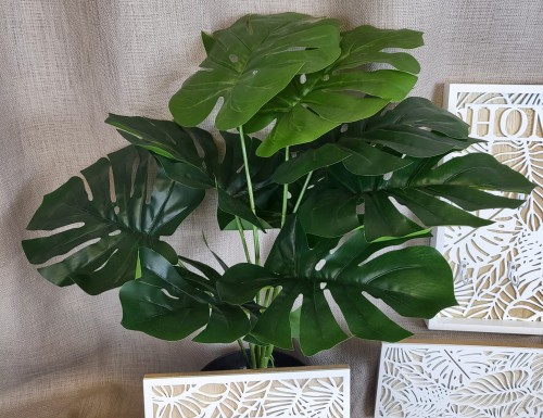 SZTUCZNA ROŚLINA DEKORACYJNA MONSTERA W DONICZCE 40CM