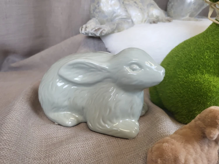 ZAJĄC CERAMICZNY LEŻĄCY ZIELONY