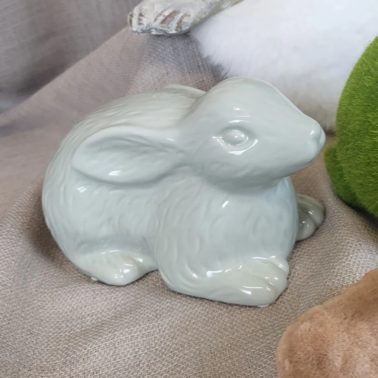 ZAJĄC CERAMICZNY LEŻĄCY ZIELONY