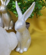 CERAMICZNY KRÓLIK SREBRNY 18 CM