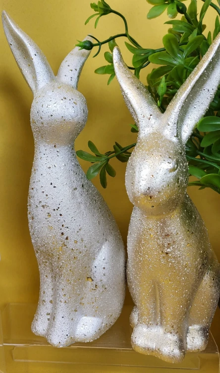 CERAMICZNY KRÓLIK SREBRNY 18 CM