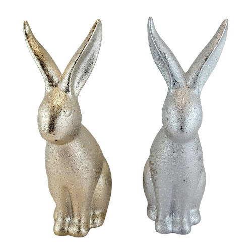 CERAMICZNY KRÓLIK SREBRNY 18 CM