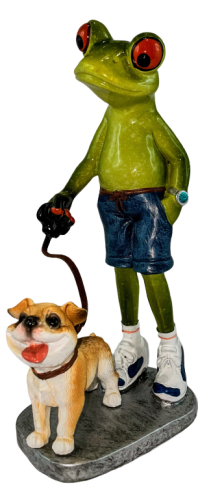 FIGURKA PAN ŻABA Z PSEM NA SMYCZY