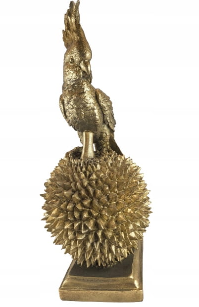 FIGURKA PAPUGA ZŁOTA NA PODSTAWIE