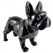 FIGURKA PIES BULDOG CZARNY Z NASZYJNIKIEM