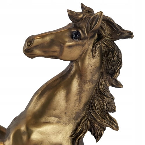 FIGURKA KOŃ STOJĄCY DĘBA ZŁOTO BRĄZ