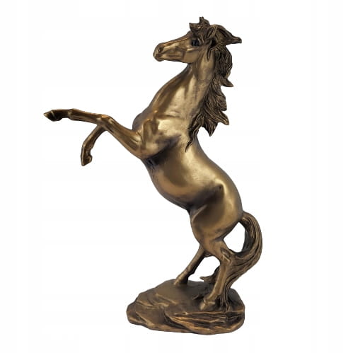 FIGURKA KOŃ STOJĄCY DĘBA ZŁOTO BRĄZ