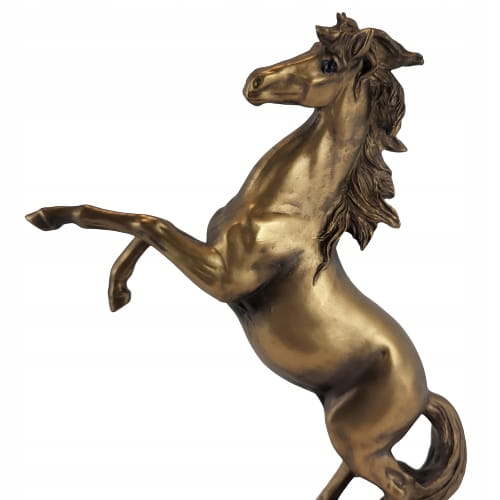 FIGURKA KOŃ STOJĄCY DĘBA ZŁOTO BRĄZ