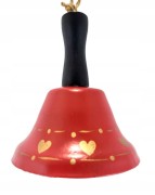 METALOWY DZWON DZWONEK WISZĄCY CZERWONY SERCA