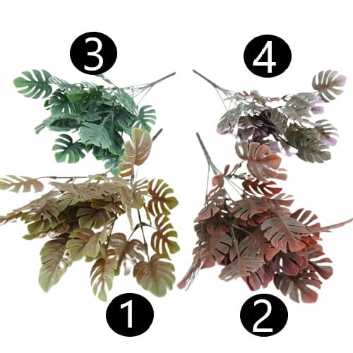 SZTUCZNA ROŚLINA MONSTERA MIX 4 KOLORY - 1 bukiet