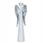 ANIOŁ METALOWY MODLĄCY SIĘ BIAŁY 16,5 CM