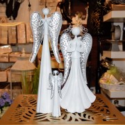 ANIOŁ METALOWY MODLĄCY SIĘ BIAŁY 16,5 CM