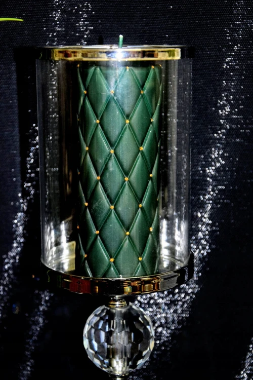 ŚWIECA FLORENCJA MATOWA PIKOWANA ZIELONA H18CM