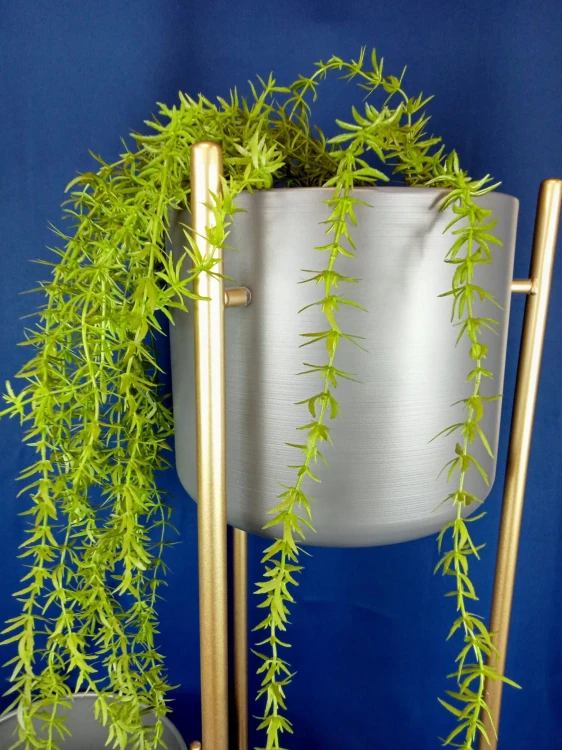 KWIETNIK METALOWY SZARY NA ZŁOTYM STELAŻU 81CM