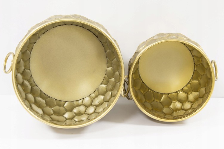 OSŁONKA DONICZKA METALOWA ZESTAW 2 SZTUKI ZŁOTA