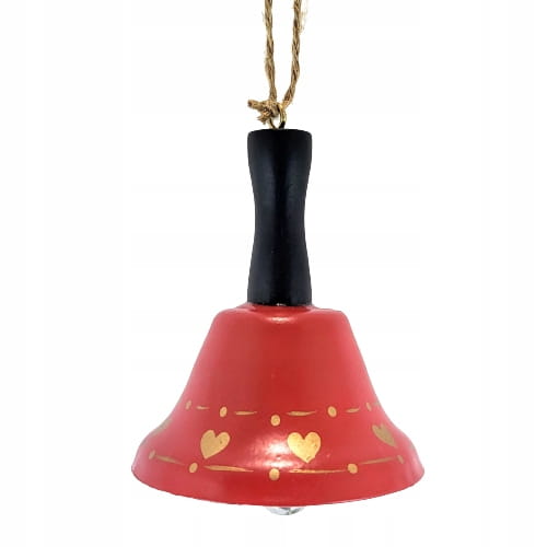 METALOWY DZWON DZWONEK WISZĄCY CZERWONY SERCA
