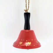 METALOWY DZWON DZWONEK WISZĄCY CZERWONY SERCA