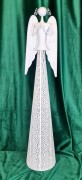 ANIOŁ METALOWY MODLĄCY BIAŁY ŚWIECZNIK 98,5 CM