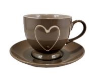 KUBEK CERAMICZNY ZE SPODKIEM BRĄZOWY/BEŻOWY 200ML
