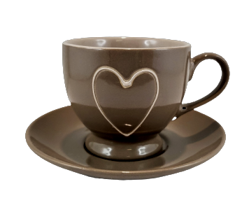 KUBEK CERAMICZNY ZE SPODKIEM BRĄZOWY/BEŻOWY 200ML