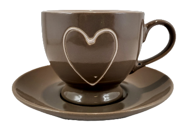 KUBEK CERAMICZNY ZE SPODKIEM BRĄZOWY/BEŻOWY 200ML