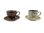KUBEK CERAMICZNY ZE SPODKIEM BRĄZOWY/BEŻOWY 200ML