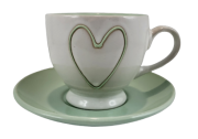 KUBEK CERAMICZNY ZE SPODKIEM BIAŁY/MIĘTOWY 200ML