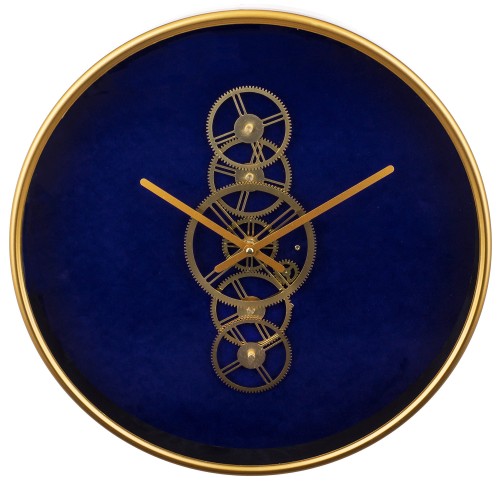 ZEGAR METAL 45,5CM GRANATOWY WIDOCZNY MECHANIZM