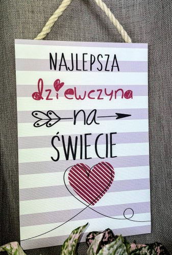 TABLICZKA MOTYWACYJNA MDF 20X30CM NAJLEPSZA DZIEWCZYNA