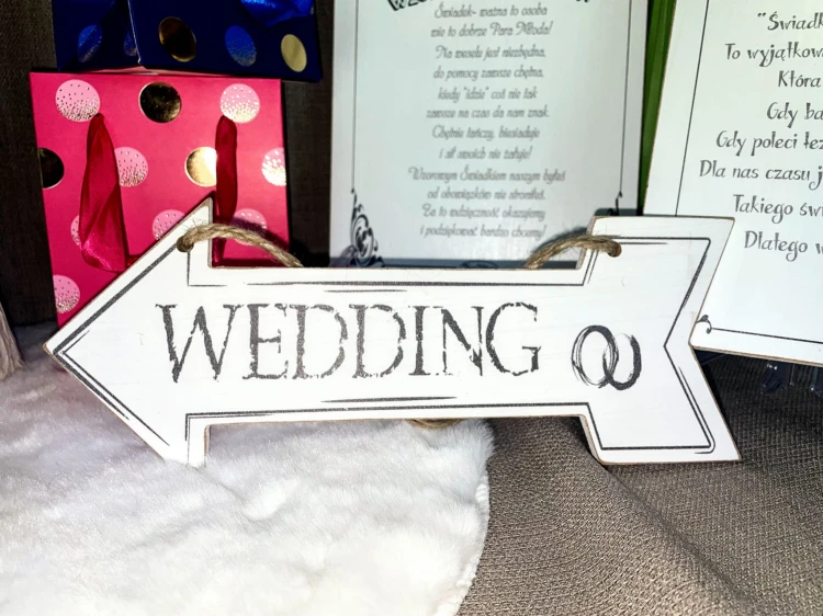 TABLICZKA DREWNIANA DROGOWSKAZ ŚLUB WEDDING