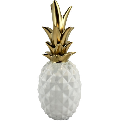 ANANAS DEKORACYJNY BIAŁO-ZŁOTY 23X9X9CM